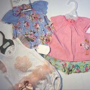 Lot of 3 baby girl summer outfits (3 months)